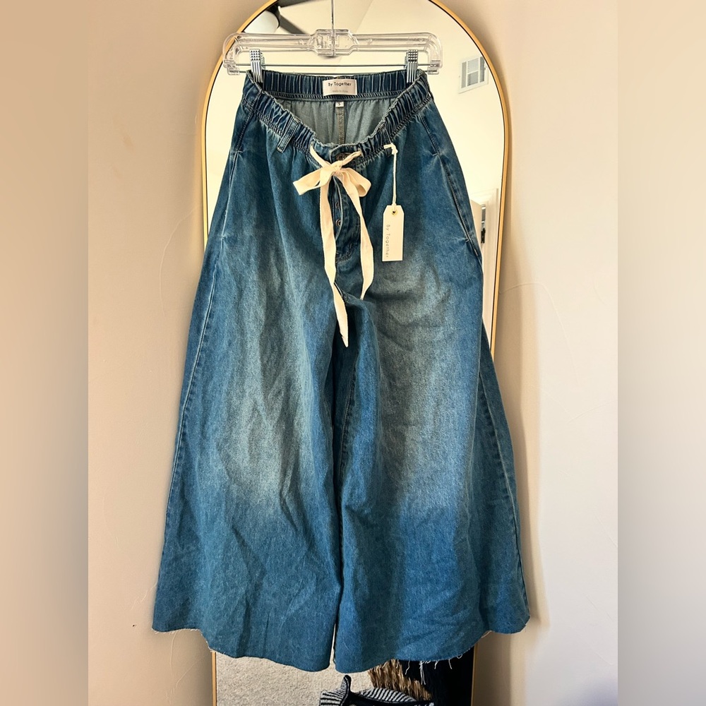 By Together Denim Wide-Leg Jeans with Tie